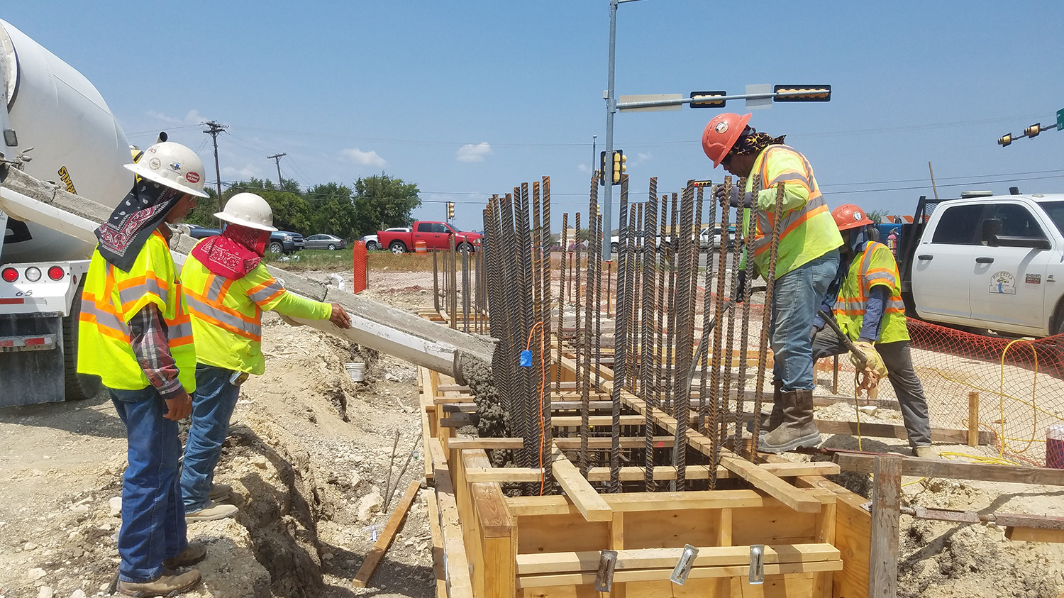 Pouring concrete